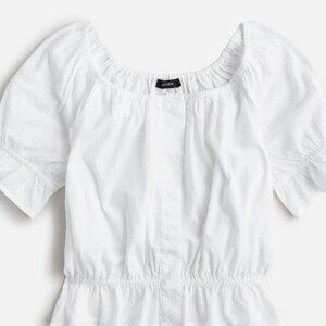 J.Crew Gathered cotton scoopneck top in Swiss-dot